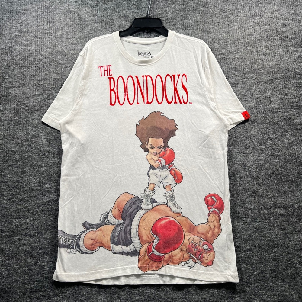 The Boondocks Riley vs Uncle Ruckus Boxing Graphic T-Shirt White Large 5241